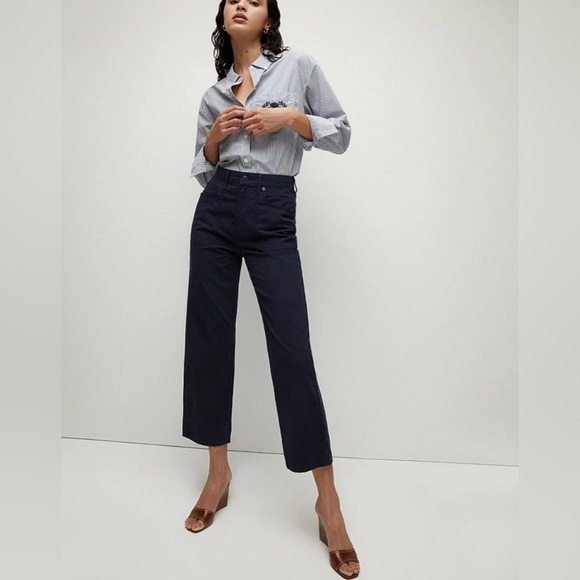 Veronica Beard Crosbie Navy Cropped Wide-Leg Pant NWT - Picture 1 of 7